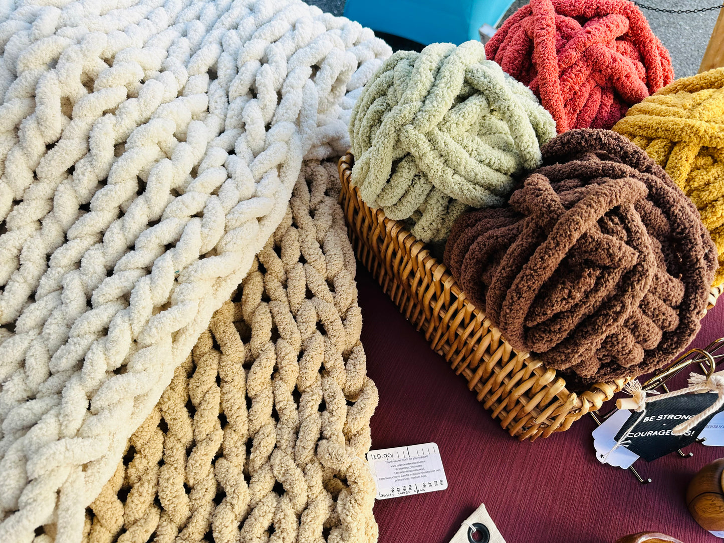 Chenille Chunky Hand-Knit Blanket