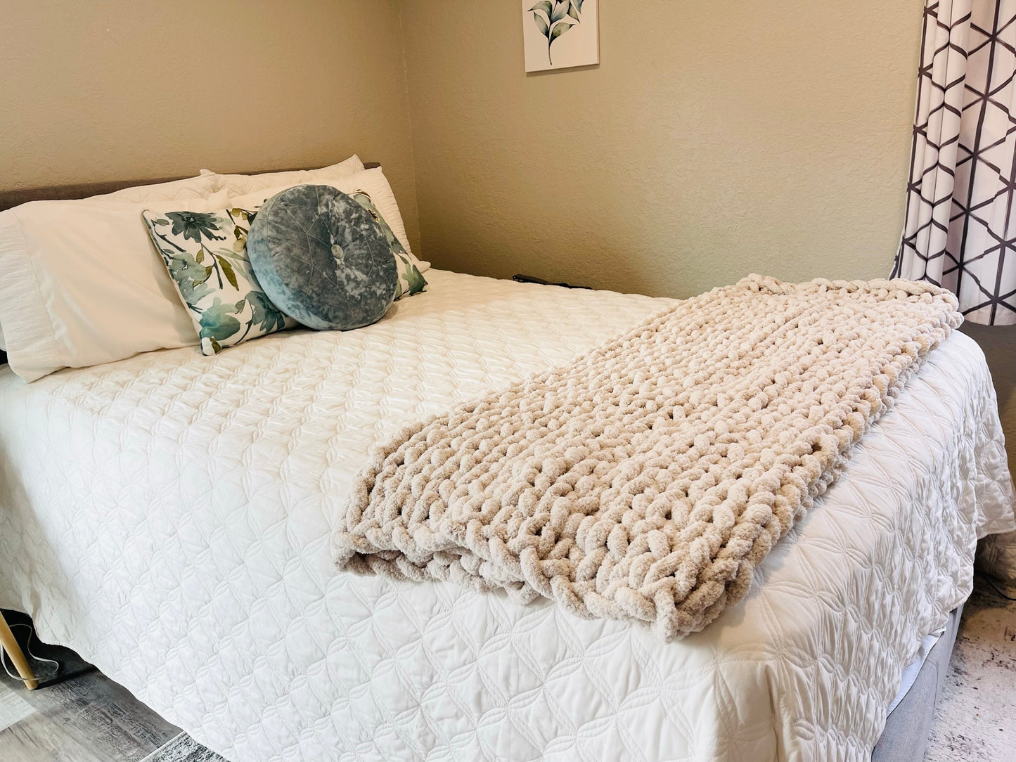 Chenille Chunky Hand-Knit Blanket