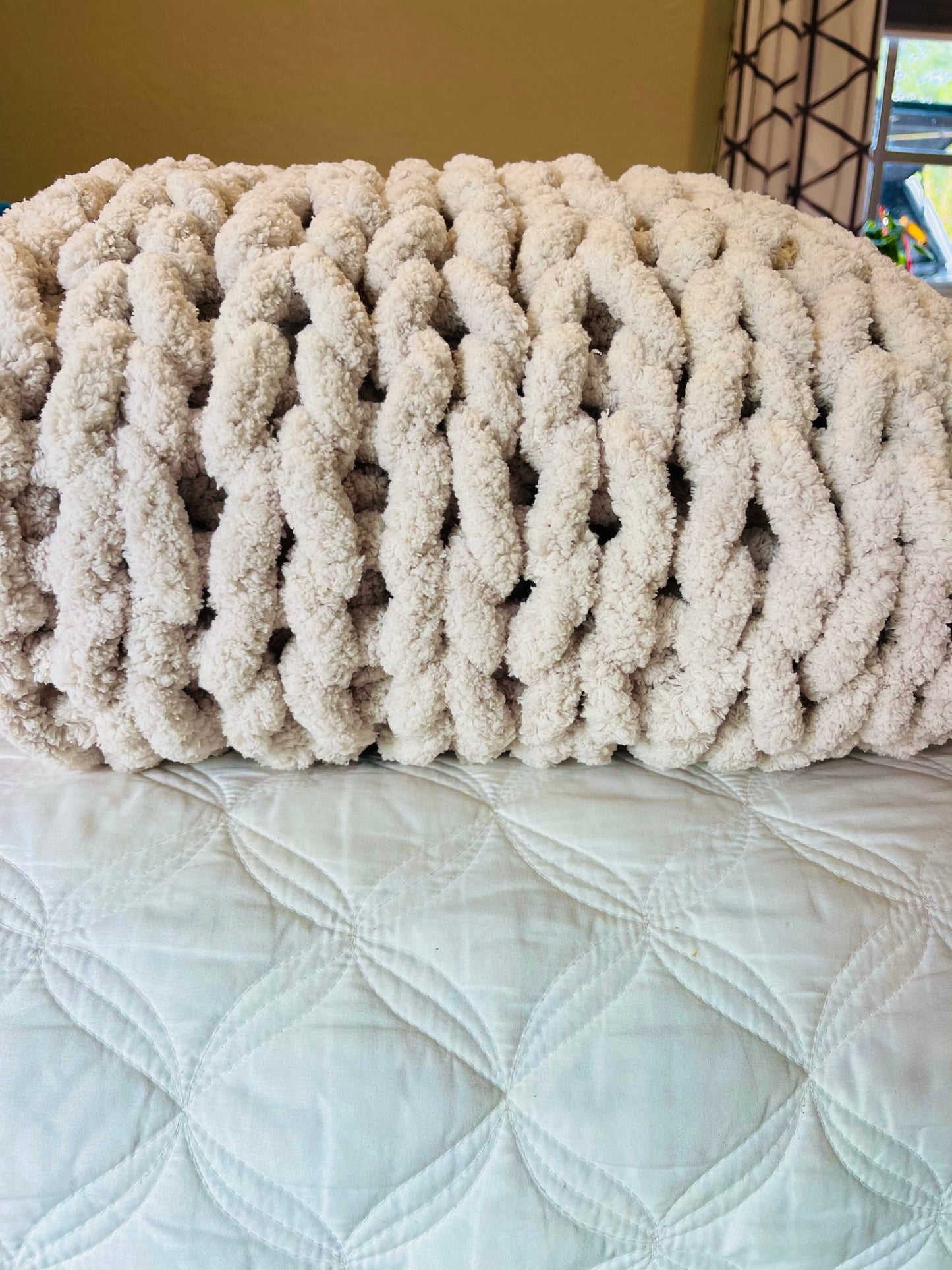 Chenille Chunky Hand-Knit Blanket