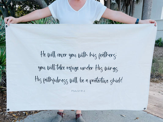 Covered By Feathers Canvas Flag