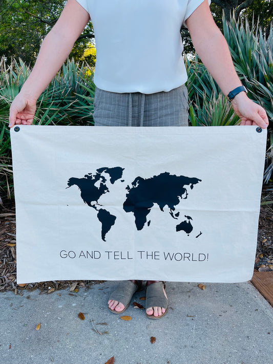 Go and Tell The World Canvas Flag