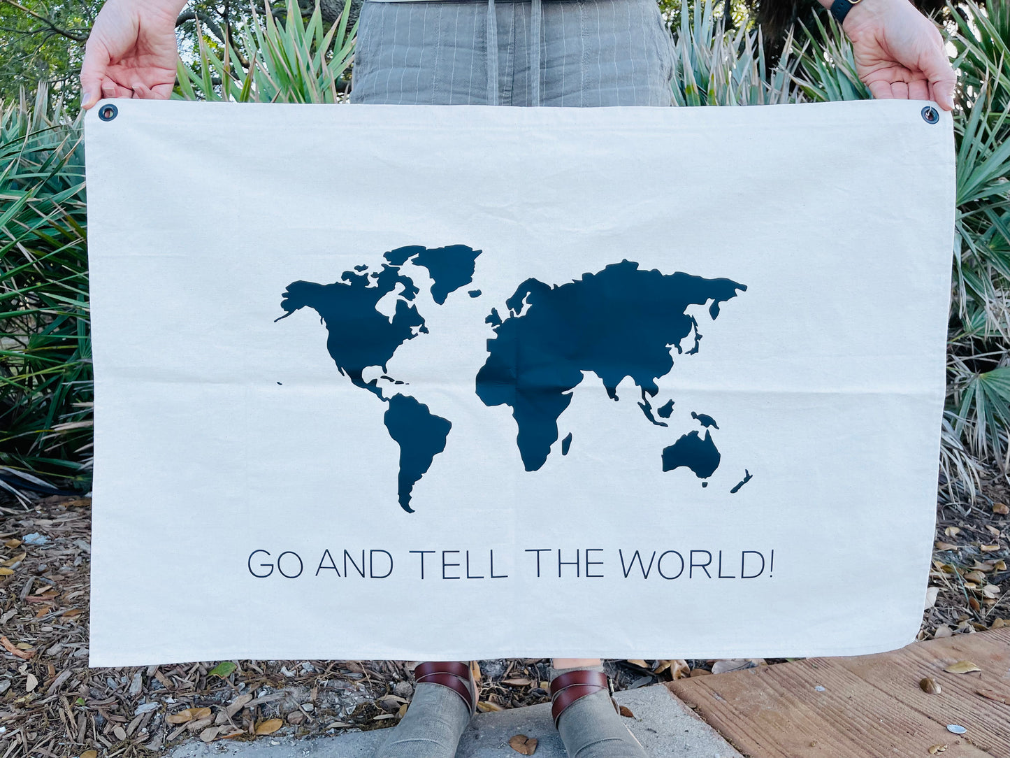 Go and Tell The World Canvas Flag