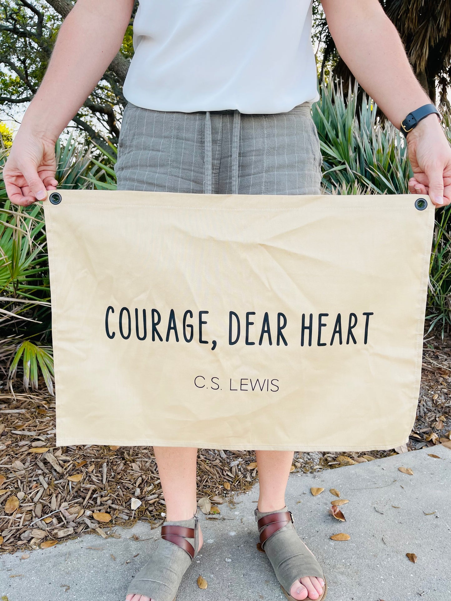 Courage, Dear Heart Canvas Flag